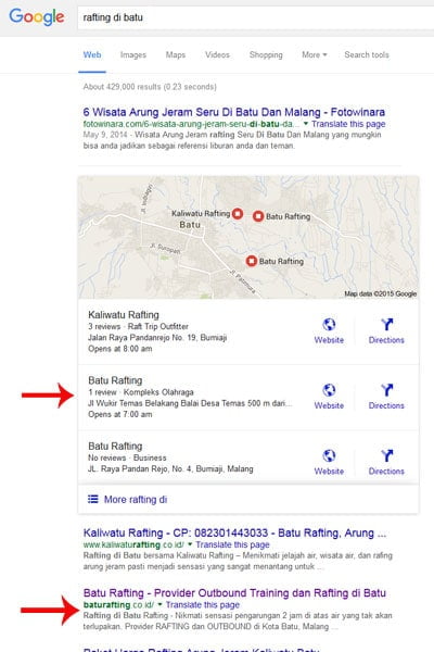 Jasa SEO untuk rafting di batu