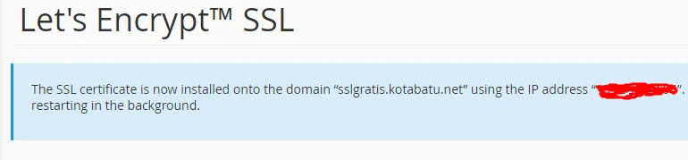 Sertifikat SSL sudah dibuat tanpa ada error